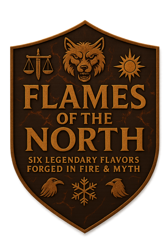 Flames of the North – Viking-themed hot sauce brand logo